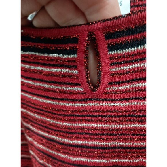 Vintage Y2K Alfani Womens Tank Top Size Large Red Striped Silk Blend Metallic - Picture 5 of 7